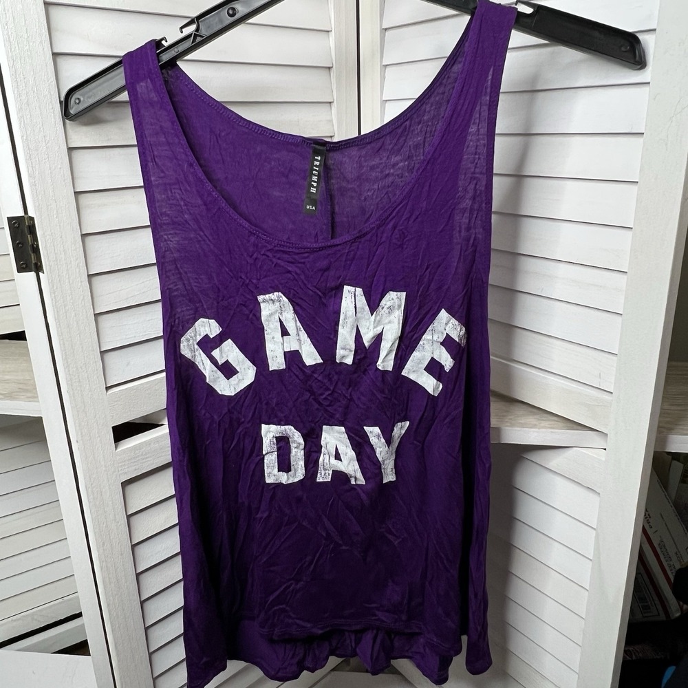 Triumph USA Purple Game Day Tank Top Women's M Scoop‎ Neck Loose Fit Lightweight